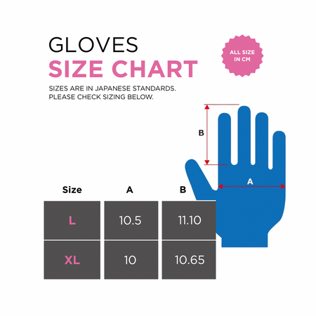 Yashio Factory Driving Gloves size chart