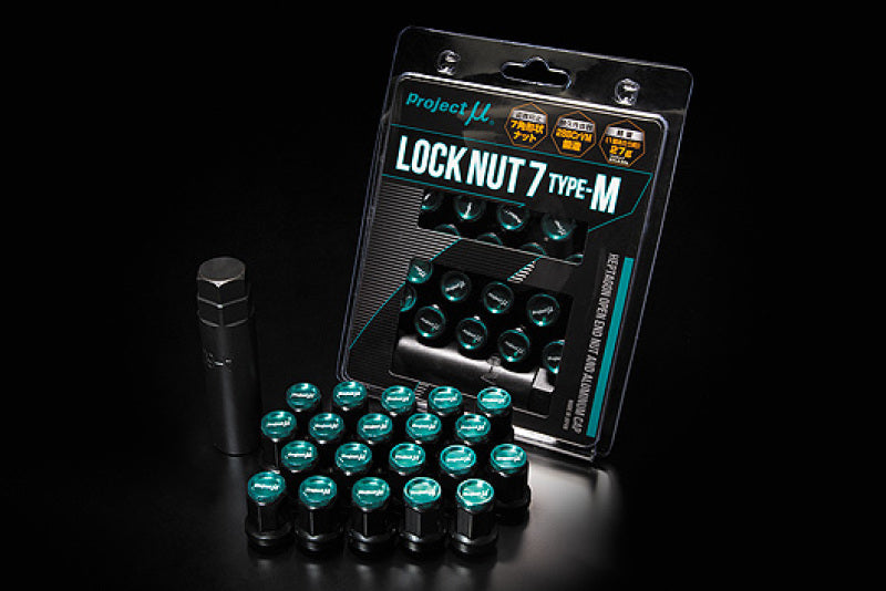 Project Mu Super Lock Nut 7 Type-M M12x1.25 Black / Green Cap